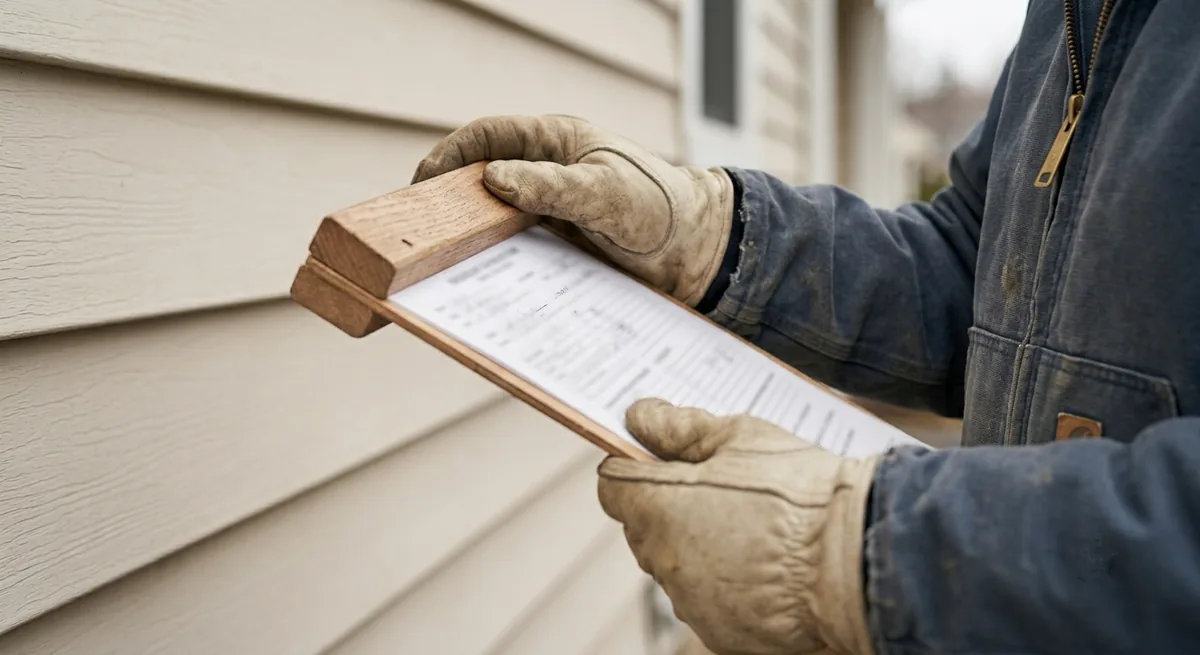 A tradesperson working through a checklist on a clipboard