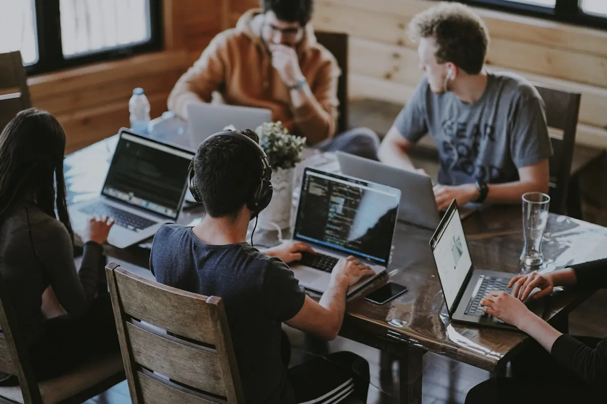 A small team working together at a table